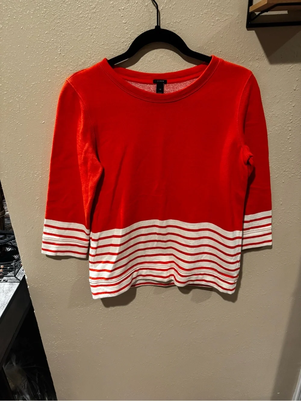 J. Crew Red Long Sleeve Tee with White Stripes